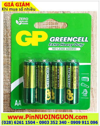 GP GreenCell 15G-U4 _Pin tiểu AA 1.5v GP GreenCell 15G-U4 Extra Heavy Duty chính hãng _Vỉ 4viên